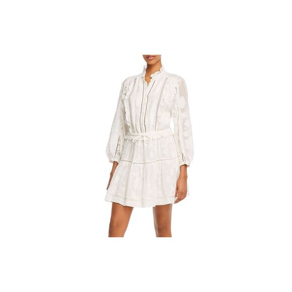 slim fit dress slacks V-Neck Fit-And-Flare Dress, White main image 0